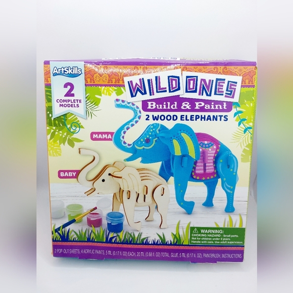 ArtSkills Wild Ones Build‎ & Paint Wood Elephant Craft Kit Children Kids Fun - Picture 2 of 6